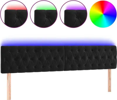 Obrázek produktu pro vidaXL LED čelo postele černé 200x7x78/88 cm Velvet