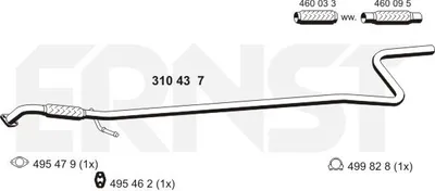 Produktbild von ERNST Abgasrohr Auspuffrohr für FORD Fiesta Mk5 Schrägheck (JH1, JD1, JH3, JD3) 310437