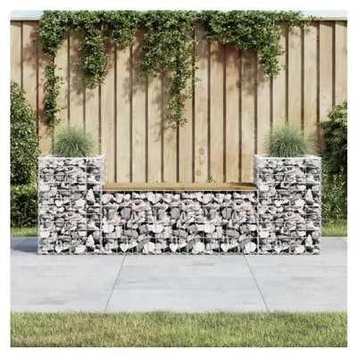 Produktbild von Gartenbank im Gabionen-Design, 183 x 41 x 60,5 cm, imprägniertes Kiefernholz