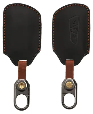 Produktbild von kwmobile Leder Autoschlüssel Hülle kompatibel mit VW Golf 8 3-Tasten Autoschlüssel Schlüsselhülle - Schlüssel Tasche Schwarz