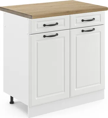 Produktbild von Küchenunterschrank Vicco R-Line Weiß Landhaus 80 cm , AP Eiche, Model 45373