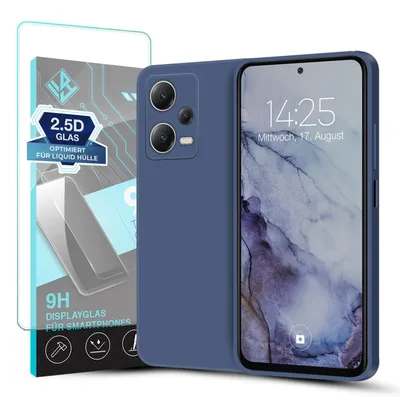 Produktbild von Hülle für Xiaomi Redmi Note 12 Pro 5G mit 9H Displayglas Displayschutz Case Cover Bumper Smartphone Softgrip Schutzhülle Farbe: Lavendelblau