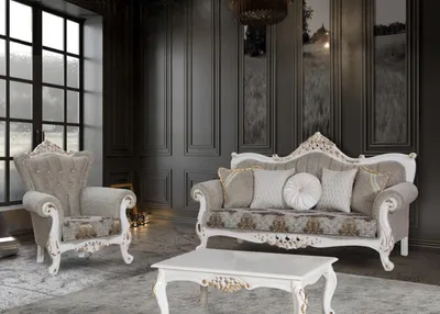 Obrázek produktu pro Čalounění křesla Chesterfield Design bílé textilní pohovky Obývací pokoj