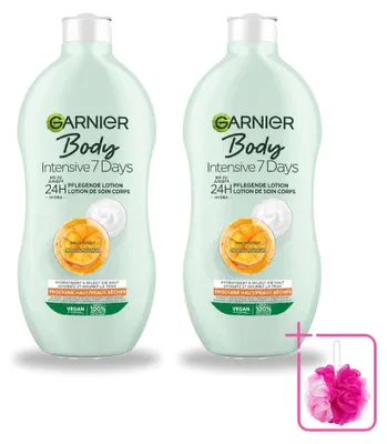 Imagen del producto de 2 unidades de crema corporal intensiva Garnier 7 días, con extracto de mango y probióticos, 400 ml - Paquete ahorro - 2 unidades
