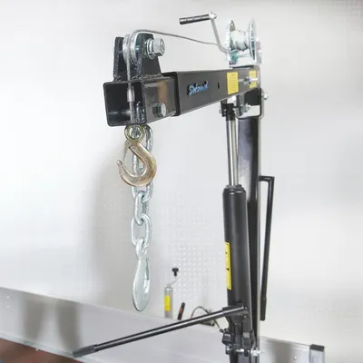 Produktbild von Datona - Hebebühne Auto Kran Motorkran mit 360° Schwenkarm - Hydraulikheber & Winde 9,5m - 800kg/450kg Tragkraft einziehbar - Montageplatte 26,5cm - ohne Schrauben
