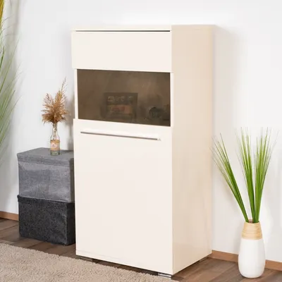 Produktbild von Vitrine Garim 13, Farbe: Beige Hochglanz - 123 x 60 x 40 cm (H x B x T)