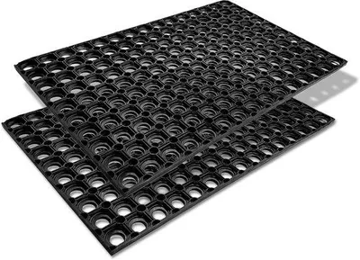 Obrázok produktu pre Uniqoos® Sada 2 podlahových rohoží do interiéru a exteriéru, vyrobených zo 100 % gumy, rozmer 60 x 80 cm – odolné voči poveternostným vplyvom, protišmykové, odvádzajú vodu, umývateľné