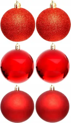Imagen del producto de Adornos navideños esféricos de plástico, seguros para decorar – 6 unidades, diámetro de 80 mm, color rojo