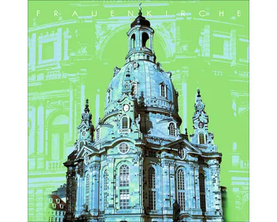 Produktbild von Glasbild Dresden Frauenkirche grün 50x50 cm