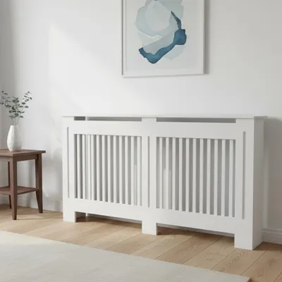Obrázek produktu pro WISFOR kryt radiátoru ve venkovském stylu, z lakované MDF, vertikální kryt radiátoru kryt radiátoru do ložnice obývacího pokoje, D: 152x19x92cm