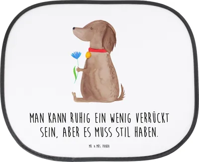 Produktbild von Mr. & Mrs. Panda Sonnenblende Auto Hund Blume - Weiß - Geschenk, Haha, Hunde, Sonnenschutz, Stil, Pkw, Sprüche, Seitlicher, Süß