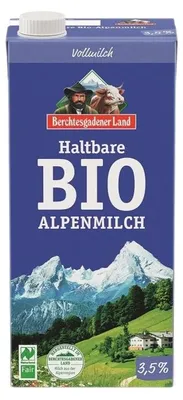 MLEKO ALPEJSKIE UHT (min. 3,5 % TŁUSZCZU) BIO 1 L - BERCHTESGADENER LAND
