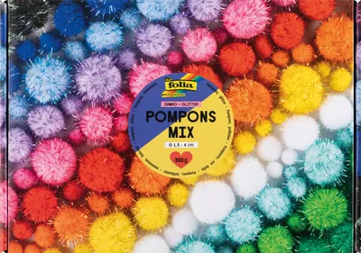 Productafbeelding van folia 50339 folia Pompons-Mix Glitter, grote doos, 300 g, assorti