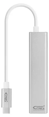 Produktbild von Nanocable 10.03.0404, Kabelgebunden, USB Typ-C, Ethernet, 1000 Mbit/s, Silber