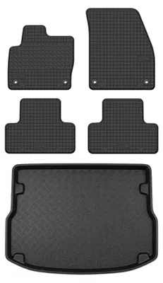 Image de Tapis en caoutchouc + bac de coffre pour Land Rover Evoque 2011-2018 (SUV, coffre standard) – 5 pièces, noirs, sur mesure