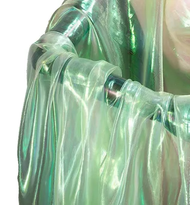 Organza-Stoff, 500 x 150 cm, Glitzer, hellgrün, Farbverlauf, Lasergaze