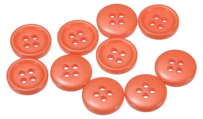 Produktbild von Set mit 10 großen Nähknöpfen, 1/2" (12,5 mm), orangefarbene Kunststoffknöpfe