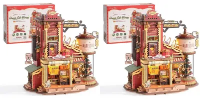 Immagine prodotto di Puzzle in legno 3D, "Fabbrica dei Regali da Sogno", meccanico con musica, 449 pezzi, set da 2, dimensioni 244x163x256 mm, codice prodotto EAB01