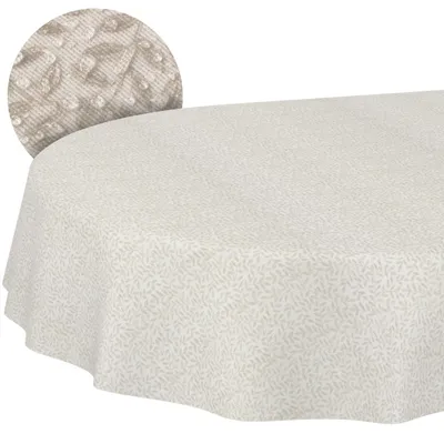 Tischdecke 140x180cm Oval Beige abwaschbar Barcelona Stoff
