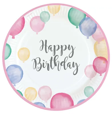 Image de 8 assiettes Ballon pastel