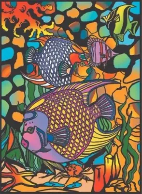 Image de Coloriage velours 47x35 cm, thème : poissons - Colorvelvet
