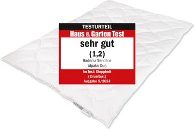 Produktbild von Badenia Trendline Alpaka Bettdecke warm 155 x 220 cm Testurteil Haus & Garten Test  (1,2)