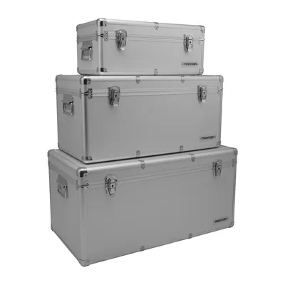 Produktbild von anndora Alu Rahmenkoffer 3er Set Silber 155 Liter Transportbox Werkzeugkoffer - 3er Set: 19 L, 54 L, 82 L | Silber
