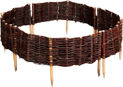 Zdjęcie produktu dla Ogrodzenia Wiklinowe Palisada Wiklinowa Okrągła Zestaw 4 sztuk 45x30 cm, Rabatka Ogrodowa, Obrzeże Trawnika, Naturalny Płotek Wiklinowy