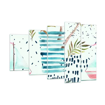 Produktbild von Bilder auf glas - Aquarell palme tropisch boot - 150x100cm - Glasbilder - Wandbilder - Kunstdruck - zum Aufhängen bereit - Wanddekoration aus Glas - Glas Bilder - Wandbild auf Glas - GEG150x100-2956