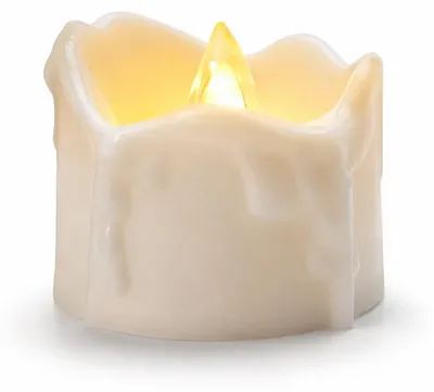 Produktbild von 48er-Set LED Teelichter mit Timer – 6 h an / 18 h aus, flackernd, warmweiß – Batteriebetrieben – Stumpenkerzen-Imitat und Deko für Halloween und Weihnachten