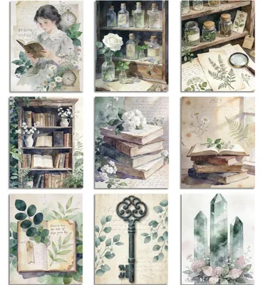 Productafbeelding van Plantenwanddecoratie - Set van 9 prints - Wanddecoratie voor kantoor, slaapkamer of keuken - 20 cm x 25 cm