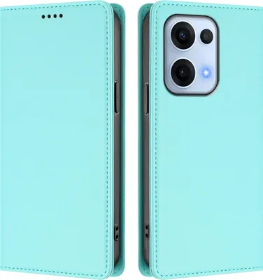 Immagine prodotto di Custodia in pelle per Oppo Reno13 5G, custodia a libro magnetica in Finto cuoio con supporto, verde menta