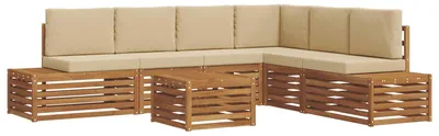 Image de vidaXL Ensemble de canapés d'extérieur avec coussins 7 pièces Nature et Beige