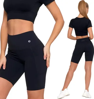 Zdjęcie produktu dla Moraj damskie krótkie spodenki kolarskie z kieszeniami sportowe legginsy z wysokim stanem 3200-001, czarny, 2XL