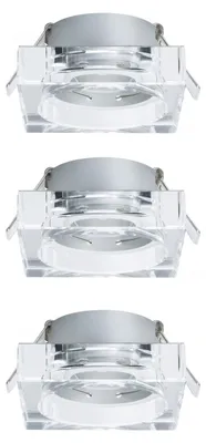 Immagine prodotto di Set di 3 faretti da incasso Paulmann Premium, modello Quadro fisso, diametro 51 mm, vetro trasparente