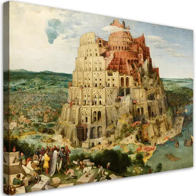 Produktbild von Leinwandbild  Der Turmbau zu Babel - Pieter Bruegel 100x70 Feeby Bunt bild für die wand bereit zum aufhängen