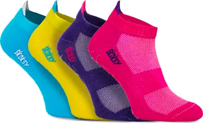 Produktbild von 4 Paar Rutschfeste ABS Socken Herren Kurzsocken 41-46 Anti-Rutsch Sneaker Sportsocken mit Noppen - Blau, Gelb, Violett und Rosa