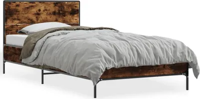 Produktbild von vidaXL Bettgestell Räuchereiche 100x200 cm Holzwerkstoff und Metall