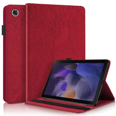 Obrázek produktu pro Pro Samsung Galaxy Tab A9 Koženkové pouzdro se vzorem stromu Pouzdro Red