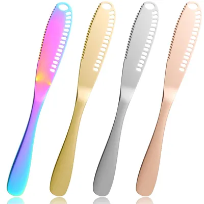 Buttermesser-Set 4 Stück 15 cm, Edelstahl, mehrfarbig