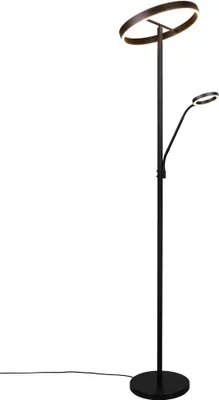 Image de Lampadaire moderne noir avec bras de lecture flexible à deux anneaux pour salon chambre 180 cm LED 39W WILLIS Trio