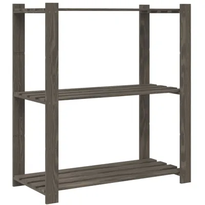 Obrázek produktu pro vidaXL Úložný regál se 3 policemi šedý 80x38x90 cm z masivního borovicového dřeva