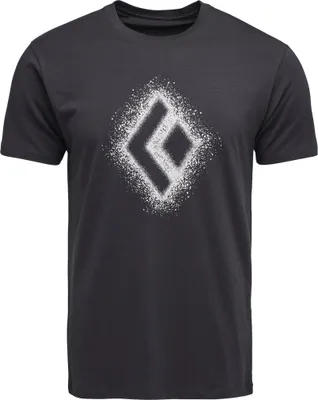 Schwarzes T-Shirt "Chalked Up 2.0 Ss Tee" von Black Diamond mit weißem Logo in der Mitte.
