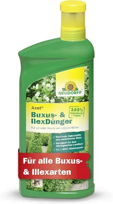 Produktbild von Neudorff Azet Buxus- & IlexDünger - 100% natürlicher  Dünger für schnelles Wachstum und gesunde, tiefgrüne Buxus, Ilex und Immergrüne, 1 Liter