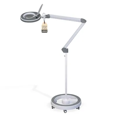 Produktbild von Lumeno LED Lupenleuchte Serie 8213/8215 mit regulierbarer Helligkeit, Grau Größe: 5 mit Rollstativ