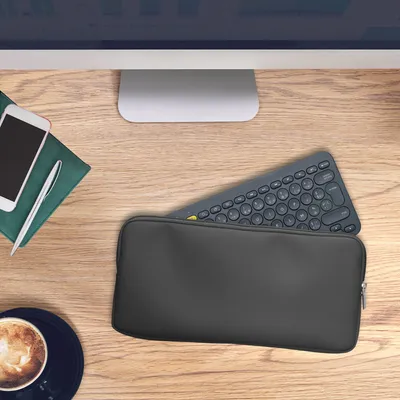 Produktbild von kwmobile Bluetooth Tastatur Cover kompatibel mit Logitech K380 Hülle - Nylon Schutzhülle für Keyboard - Nylon Tasche mit Zipper - Dunkelgrau