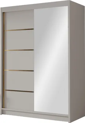 Produktbild von MIRJAN24 Schiebetürenschrank mit Spiegel Lungo III, Kleiderschrank mit Kleiderstange, mit zwei Schwebetüren, Garderobe (Farbe: Cashmere)