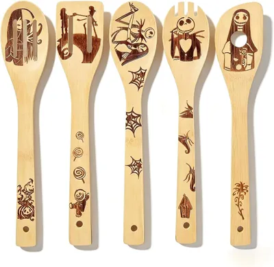 Imagen del producto de Juego de cucharas de madera, personalizadas, de 3 piezas, para la cocina