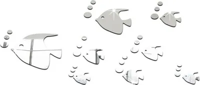 Produktbild von 32 Stück 3D-Fisch-Wandaufkleber, Acryl-Spiegelaufkleber, selbstklebende Spiegelaufkleber, Silber