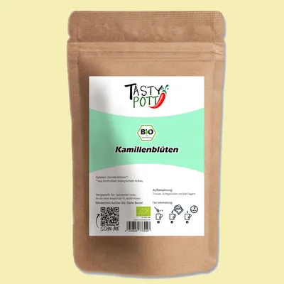 Produktbild von Kamillenblüten getrocknet,  - für leckeren Kamillentee | 250g Beutel Tasty Pott